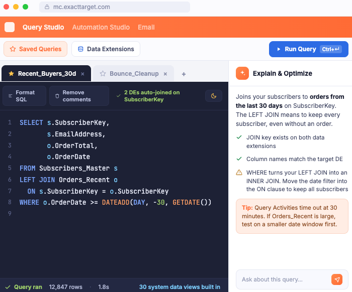 Query Studio with AI-assisted SQL